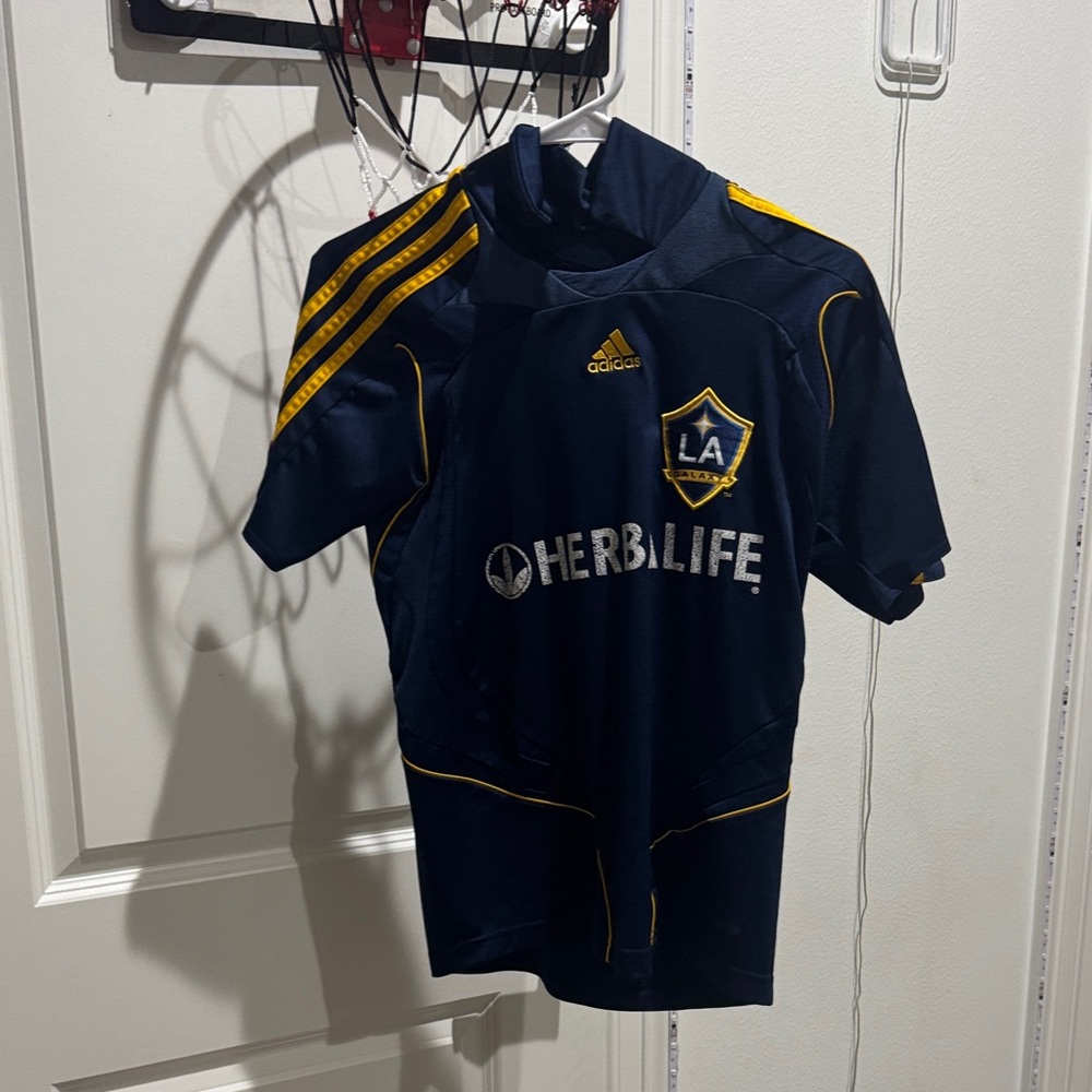 Adidas Kids Dark Blue Soccer Jersey with Yellow Accents